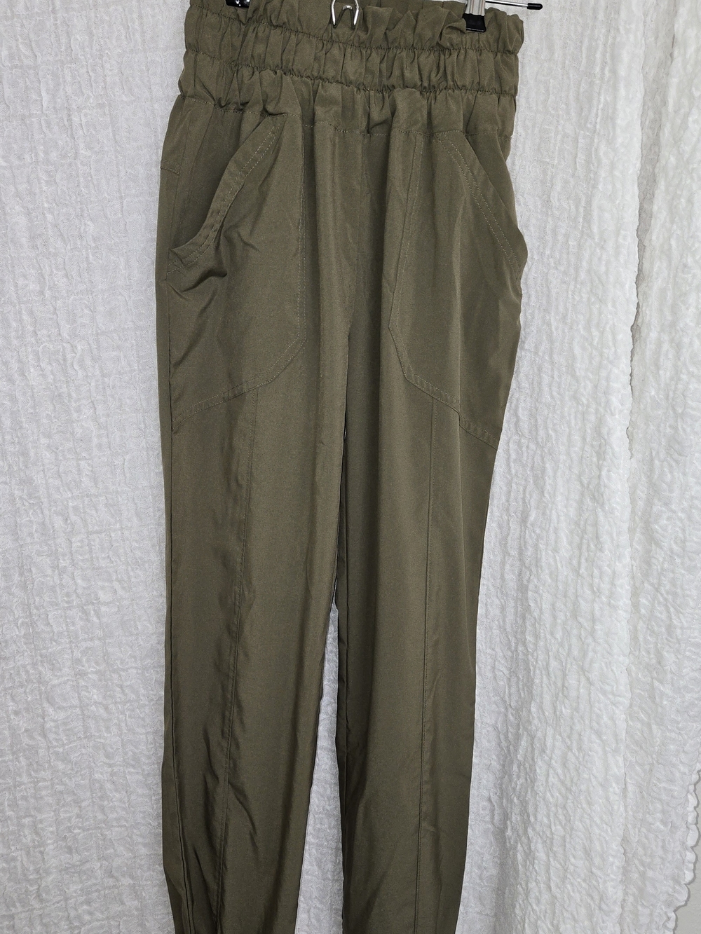 Love Tree Small Olive Green Paperbag Waist Pants With Banded Ankles‎